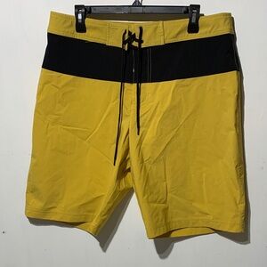 James Perse Two-Tone Yosemite Yellow and Black Swim Board Shorts